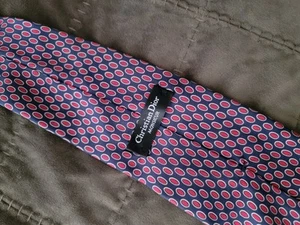 Christian Dior Herren Krawatte Blau Rot Grau Punkte Ganz Seide Made In USA - Bild 1 von 3