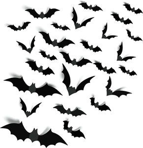 Halloween Party Zubehör Hallween Deko Fledermäuse Wanddeko 140 Teile Realistisch P - Bild 1 von 8