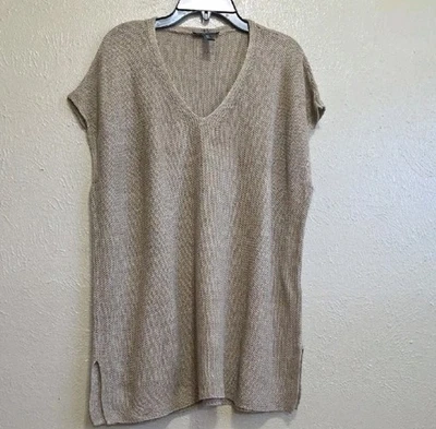 Eileen Fisher Tunic V-neck Organic Linen Cap Sleeve Lightweight Size M Petite... - Image 1 of 4