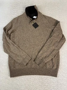 Jos A Bank Reserve Sweater Mens Large Brown Wool Blend Pullover Half Zip NWT - Picture 1 of 8