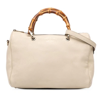 Bolso Shopper Boston Auténtico Gucci Mediano Piel de becerro Bambú Blanco Foto 1 de 4