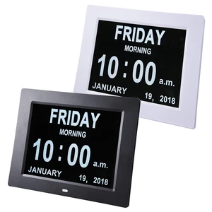 8" Large Digital LED Day Clock 6-Alarm Time Week Date Calendar Dementia Display - Picture 1 of 16
