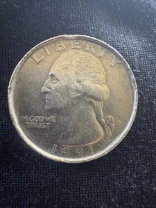 1991 p quarter error (double rim thickness) - Picture 1 of 4