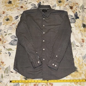 Kenneth Cole New York Slim Fit Grey Argyle Pattern Medium Button Up Shirt - Picture 1 of 7