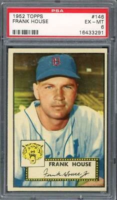1952 Topps 146 Frank House (RARE: Yellow Tiger Variation) PSA 6 (3291) 16433291 - Image 1 of 2
