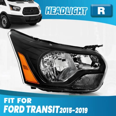 2015-2019 Ford Transit 150 250 350 Halogen Black Headlight Right Passenger Side - Image 1 of 4