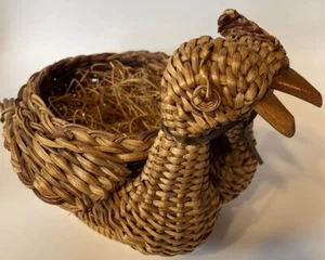 Cesta de doble cabeza vintage extraña de pollo/pato - inusual - Imagen 1 de 9