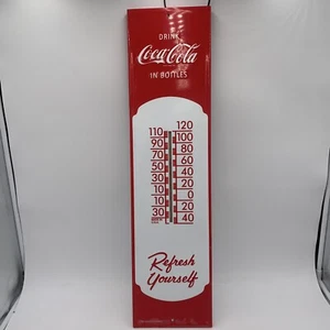 Coca-Cola Large Metal Thermometer Refresh Yourself Retro Vintage Style USA - Picture 1 of 5