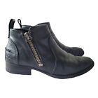 Ugg Aureo Leather Zipper Ankle Boots Women's Size 7.5 Booties Black Distressed