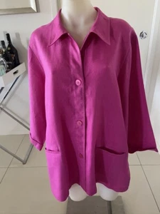 Ladies Rodney Clark Fuchsia Pink Unlined Longline Linen Jacket Size 16 - Foto 1 di 9