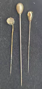 Vintage 10KT Hat Pins Sticks Set of 3 Yellow Gold - Picture 1 of 5
