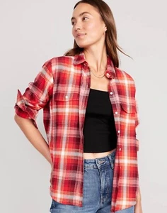 Camisa de novio de franela suelta azul marino antigua para mujer ámbar báltico talla XS XL XXL 2X - Imagen 1 de 4
