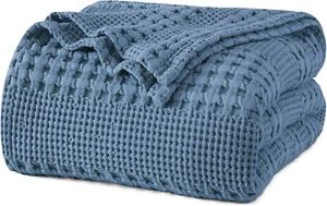 100% Cotton Waffle Weave Blanket Twin Size, Soft Lightweight Breathable Cozy Bla - Picture 1 of 7