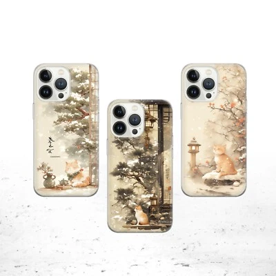 Funda protectora de teléfono gato japonés para iPhone 16 15 para Pixel 9 para Samsung S25+ PC50 Foto 1 de 3