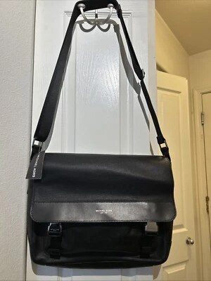 New Michael Kors Greyson Black Pebbles Leather Laptop Messenger Bag 13.5x12x3” - Image 1 of 4