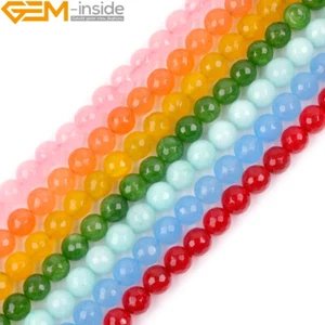 Red Light Blue Jade Faceted Stone Spacer Loose Beads for Jewelry Making 15" - Picture 1 of 40