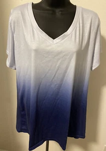 Unbranded Womens XL Top V-Neck Blended Blues Stretch - Picture 1 of 10