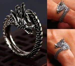 Anello grosso, anello drago, anello gotico, anello dito pollice, anello regolabile, avvolgimento - Foto 1 di 4