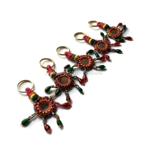 Indian Wholesale Lot Keychain Handmade Beaded Designer Girls Gift Keyring 100 PC - Picture 1 of 59
