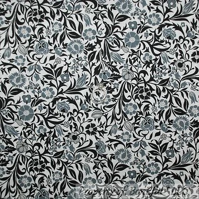 Edredón BonEful Tela FQ Algodón Negro Blanco Gris Paisley Calicó Hoja Flor Retro Foto 1 de 4