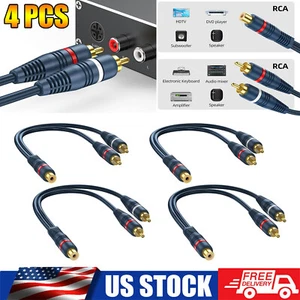 4*RCA 1 Female to 2 Male RCA 1 Male to 2 Female Audio Y-Converter Splitter Adapt - Picture 1 of 15