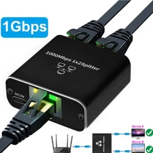 Ethernet Splitter 1 in 2 Out LAN/Internet Cable Splitter RJ45 Network Connector - Picture 1 of 12
