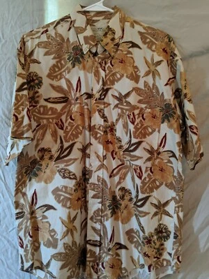 Camisa Hawaiana Edición Natural Multi Marrón Amarillo Crema Diseño Floral M 13-10 Foto 1 de 4