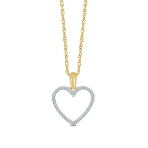 0.12 KT Rotondo Naturale Moissanite Cuore Ciondolo Collana 14K Oro Giallo Plated - Foto 1 di 6