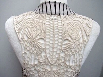 Cárdigan de encaje con espalda Lauren Conrad Cardi-wrap drapeado frontal a rayas gris tejido talla M Foto 1 de 4