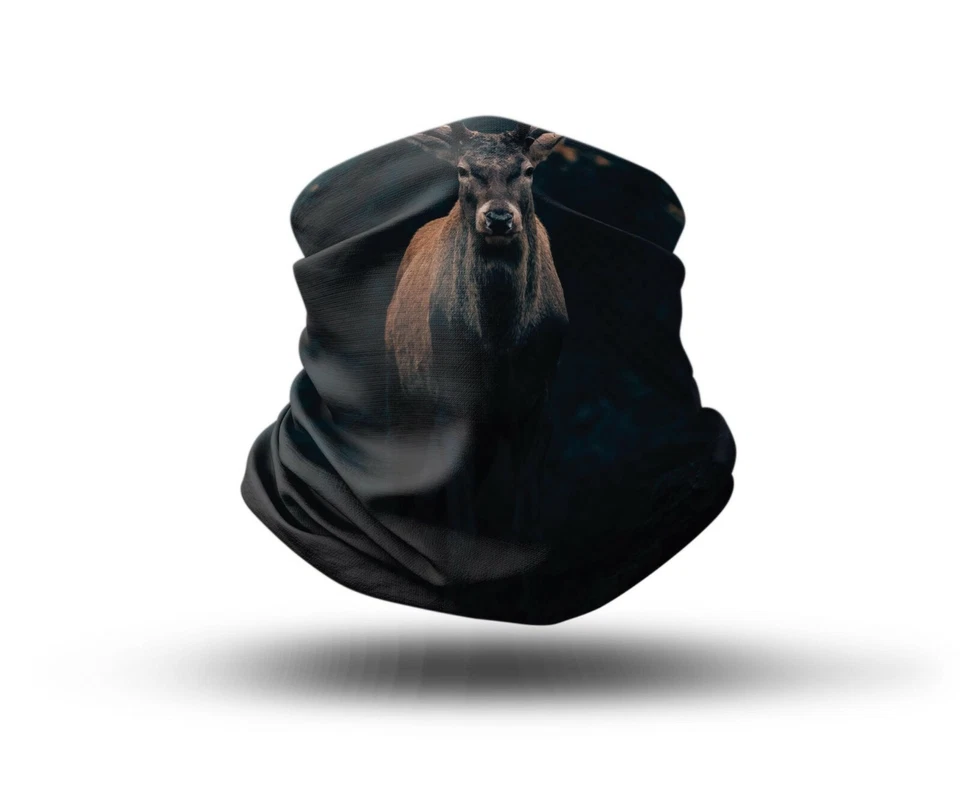 Washable Fabric Face Cover Neck Gaiter With Unique Print Deer Design EU Made - Image 1 of 4