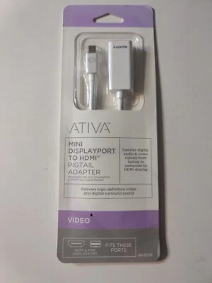 NEW Ativa Mini Displayport To HDMI Pigtail Adapter Video NEW Sealed - Image 1 of 2