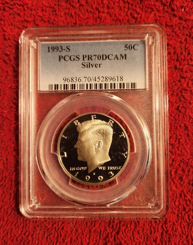 1993 s silver Kennedy half dollar PCGS PR 70 DCAM Cover