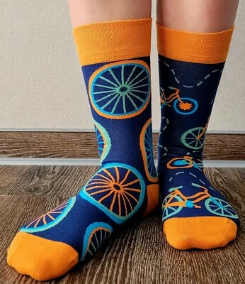 DEDOLES ~ Lustige Mismatch Socken ~ ORANGES FAHRRAD ~ 35-38, 39-42, 43-46
