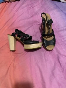 Dolce Vita Wood Block Heel Sandal Black - Picture 1 of 7