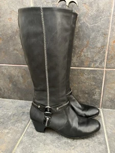Rieker Antistress Riding Boots 40 U.S. Sz 9 / 9.5 Black Leather Knee High - Picture 1 of 9