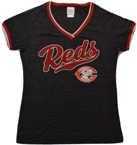 5th & Ocean Womens MLB Cincinnati Reds Baseball V-Neck Shirt New S, M, L, XL Cover