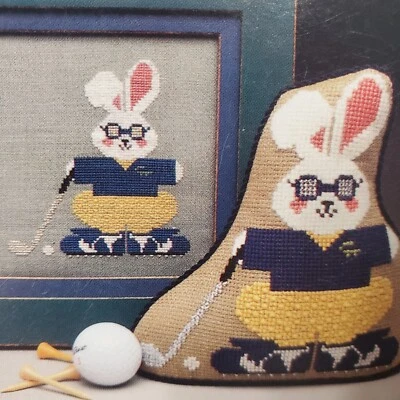 Twisted Threads Brushstrokes Golf Bunny Easter Husband Man Susan Hays Vtg Bunnie - Image 1 of 4