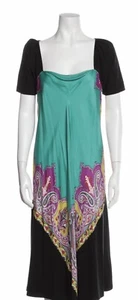 Vestido Etro Algodón Mezcla de Seda Midi US 12 IT 48 Sin Forrar Abstracto Multi Usado en Excelente Condición - Imagen 1 de 6