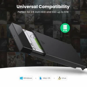 External Hard Drive Enclosure USB 3.0/2.5 Inch 9.5-7.5mm SATA III,HDD, SSD 6TB A - Picture 1 of 7
