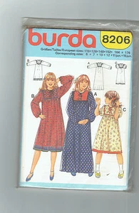 Burda 8206 Schnittmuster Mädchen Bauernkleid Variante Langarm Gr. 6 7 10 11 12 15 - Bild 1 von 1