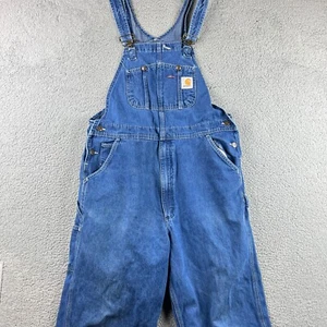 Carhartt Bib Overalls Mens 38x34 Blue Carpenter Denim Y2K Baggy R07 DST - Picture 1 of 15