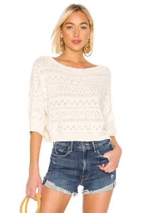 Free People Sandcastle Crop Sweater Sz M NWT IVORY - Picture 1 of 2