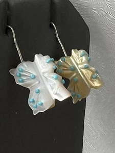 Zuni Ohrringe Goldlippe Schmetterling Neu Dilbert Gasper Drähte E3155 - Bild 1 von 4