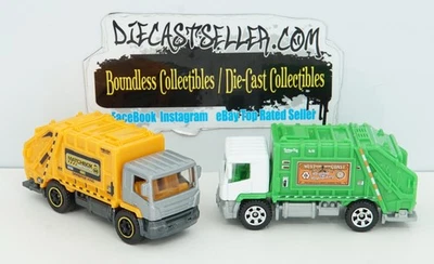 MATCHBOX LOT GARBAGE KING TRUCK GREEN 2021 ORANGE 2023 MBX METRO DIORAMA - Image 1 of 2