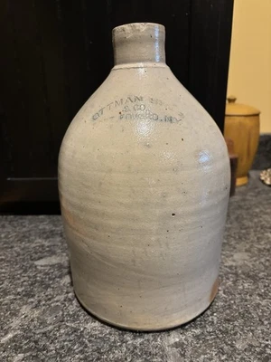 Antique 1 Gallon Ottoman Bros; Ft Edward NY Stoneware Jug - Image 1 of 4