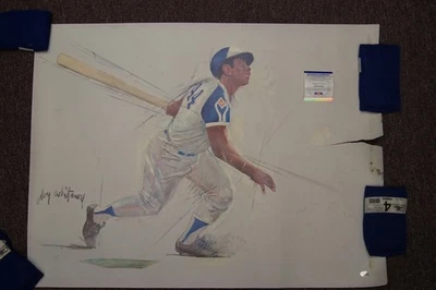HANK AARON Autographed 24x32" Lithograph LTD /2000 PSA/DNA TORN SEE ALL PHOTOS - Image 1 of 4