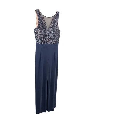 Mono de lentejuelas formal fiesta sin mangas pierna ancha conjunto de noche Foto 1 de 4