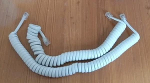 set 2 cavo telefono linea singola ricevitore bobina riccia bianco 6 piedi ricambio - Foto 1 di 2