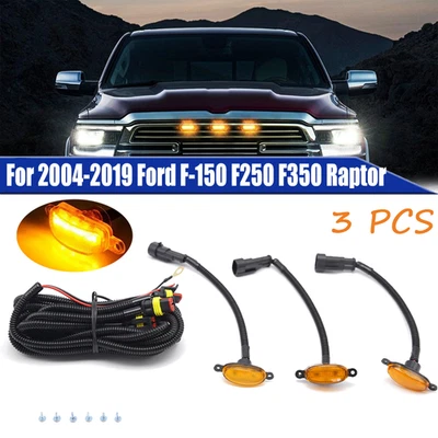 Luces LED para capó de parachoques delantero lente amarilla 3 piezas para Dodge RAM 1500 2500 3500 Foto 1 de 4