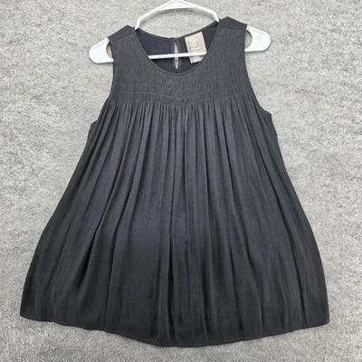 Dolan Left Coast Collection Blouse Womens Small Black Sleeveless Pleated Keyhole — 第 1/4 张图片